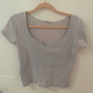 Brandy Melville Women's Blue V-Neck Top